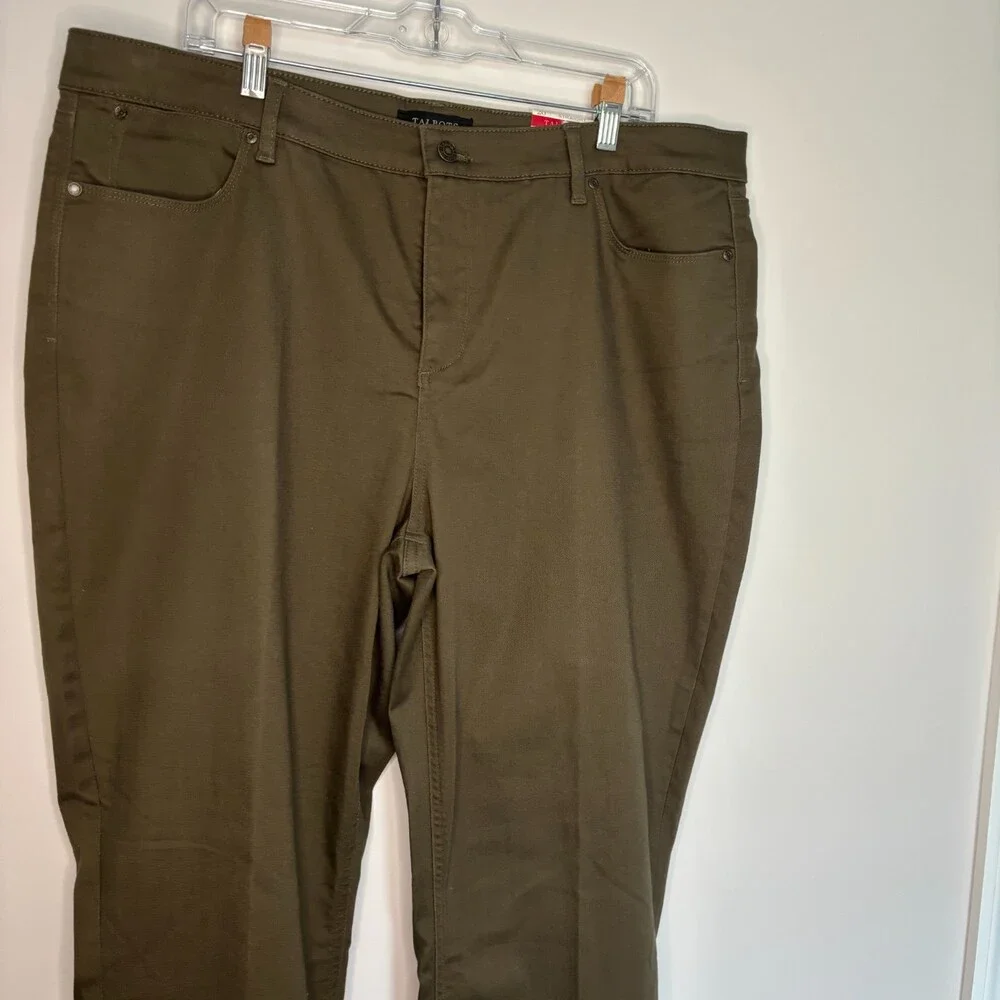 TALBOTS NEW Flawless Five-Pocket Straight Jean Plus 20 Green Stretch Slimming